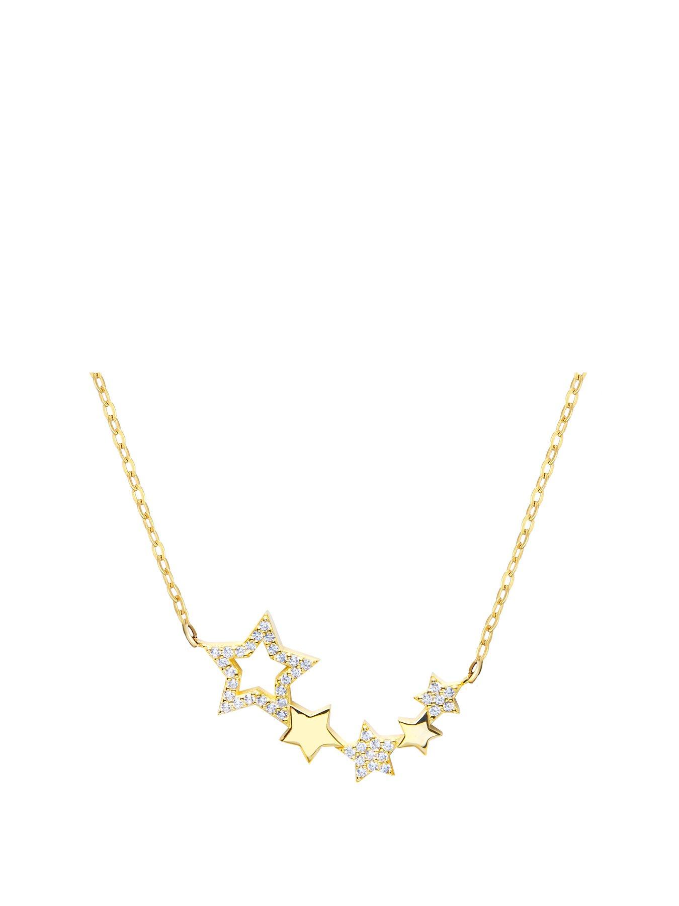 undefined 18ct Gold Plated Sterling Silver Constellation Star Cubic Zirconia Adjustable Chain Necklace
