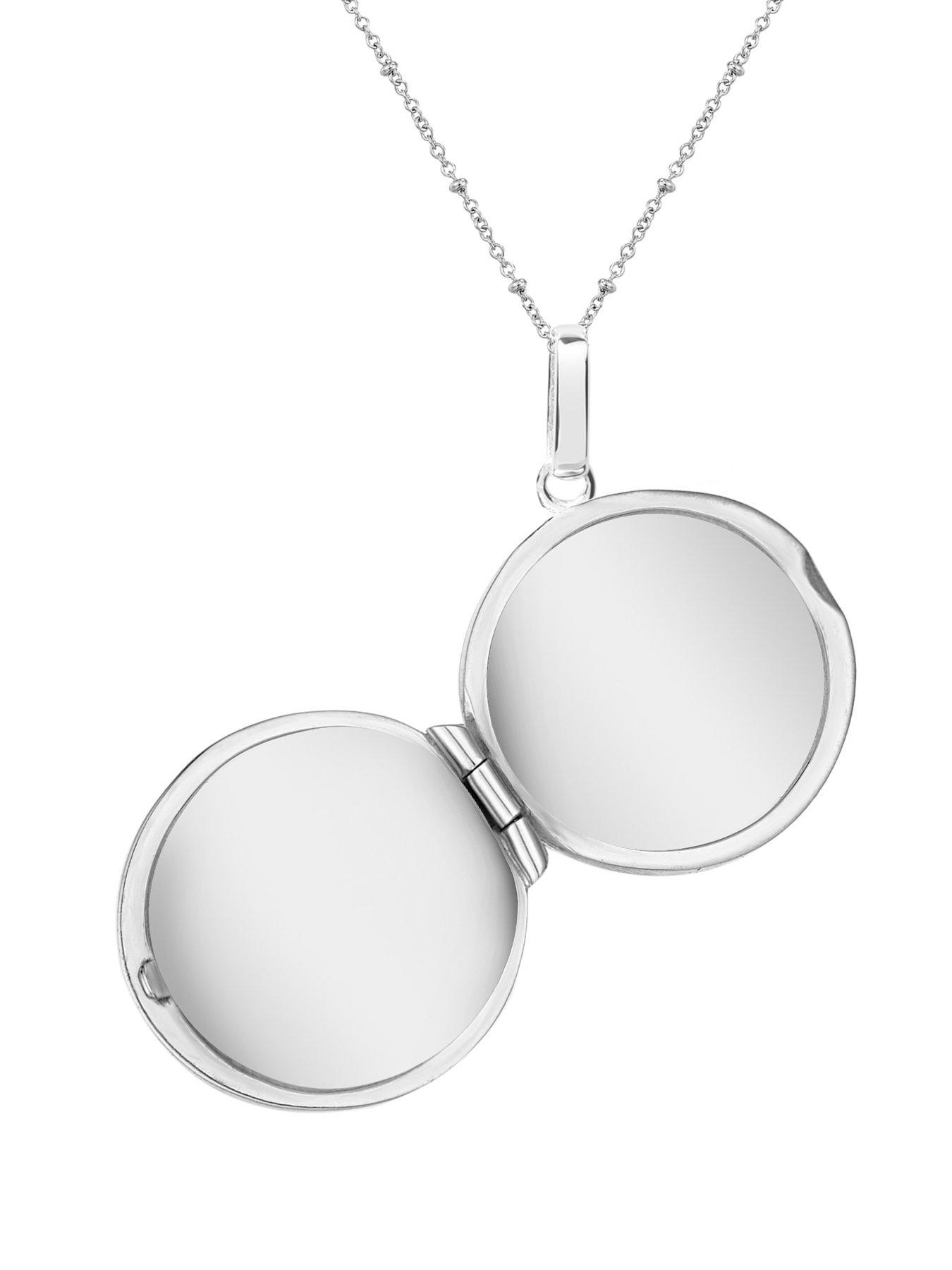 image of the-love-collection-sterling-silver-round-tree-of-life-locket-with-adjustable-station-chain-necklace