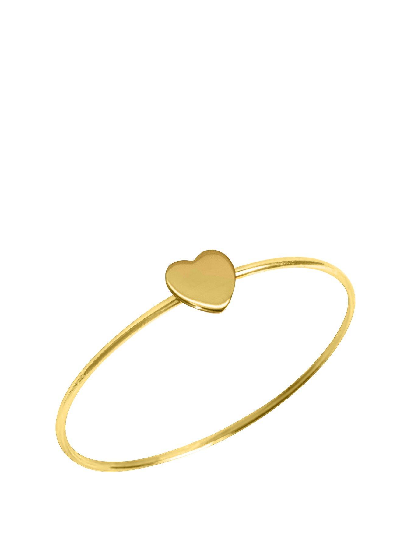 undefined 18ct Gold Plated Sterling Silver Heart Bangle