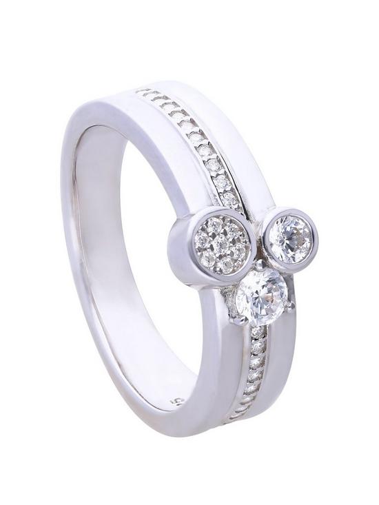 front image of the-love-silver-collection-diamondfire-sterling-silver-multi-band-pave-ring-with-triple-stones