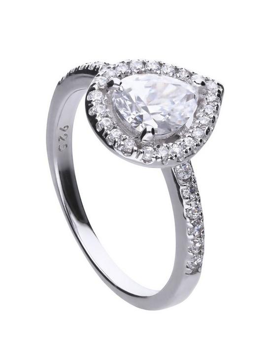 front image of the-love-silver-collection-diamondfire-sterling-silver-pear-shaped-brilliant-cubic-zirconia-ring