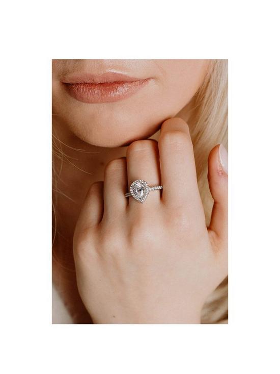 stillFront image of the-love-silver-collection-diamondfire-sterling-silver-pear-shaped-brilliant-cubic-zirconia-ring
