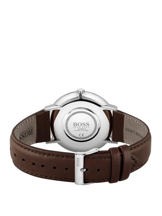 stillFront image of boss-gents-boss-skyliner-brown-leather-strap-watch