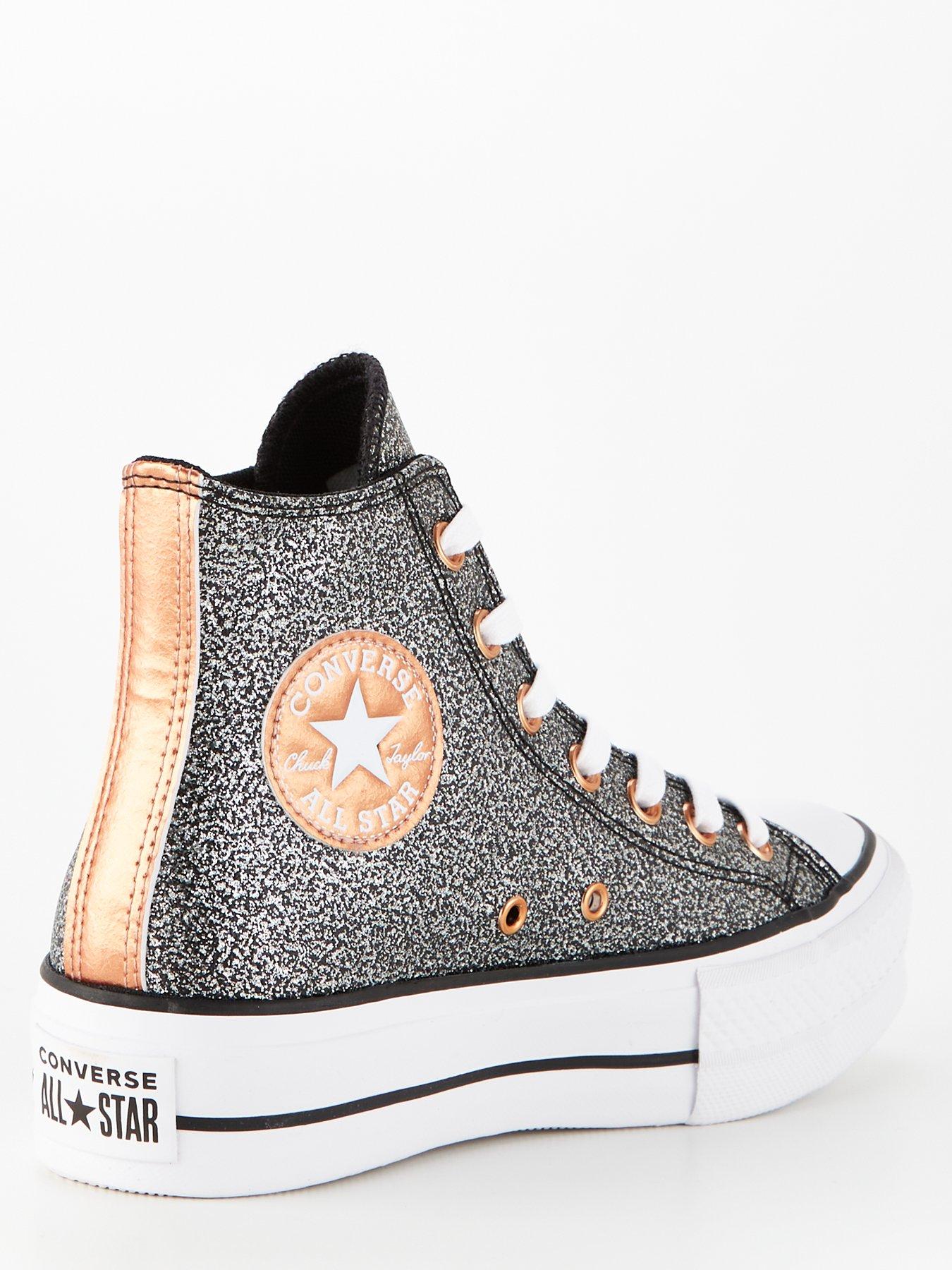 CONVERSE Chuck Taylor All Star Lift Platform Metallic Glitter Black