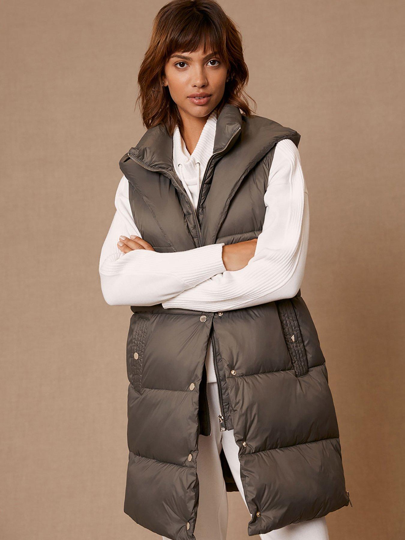 Khaki Green Longline Quilted Gilet