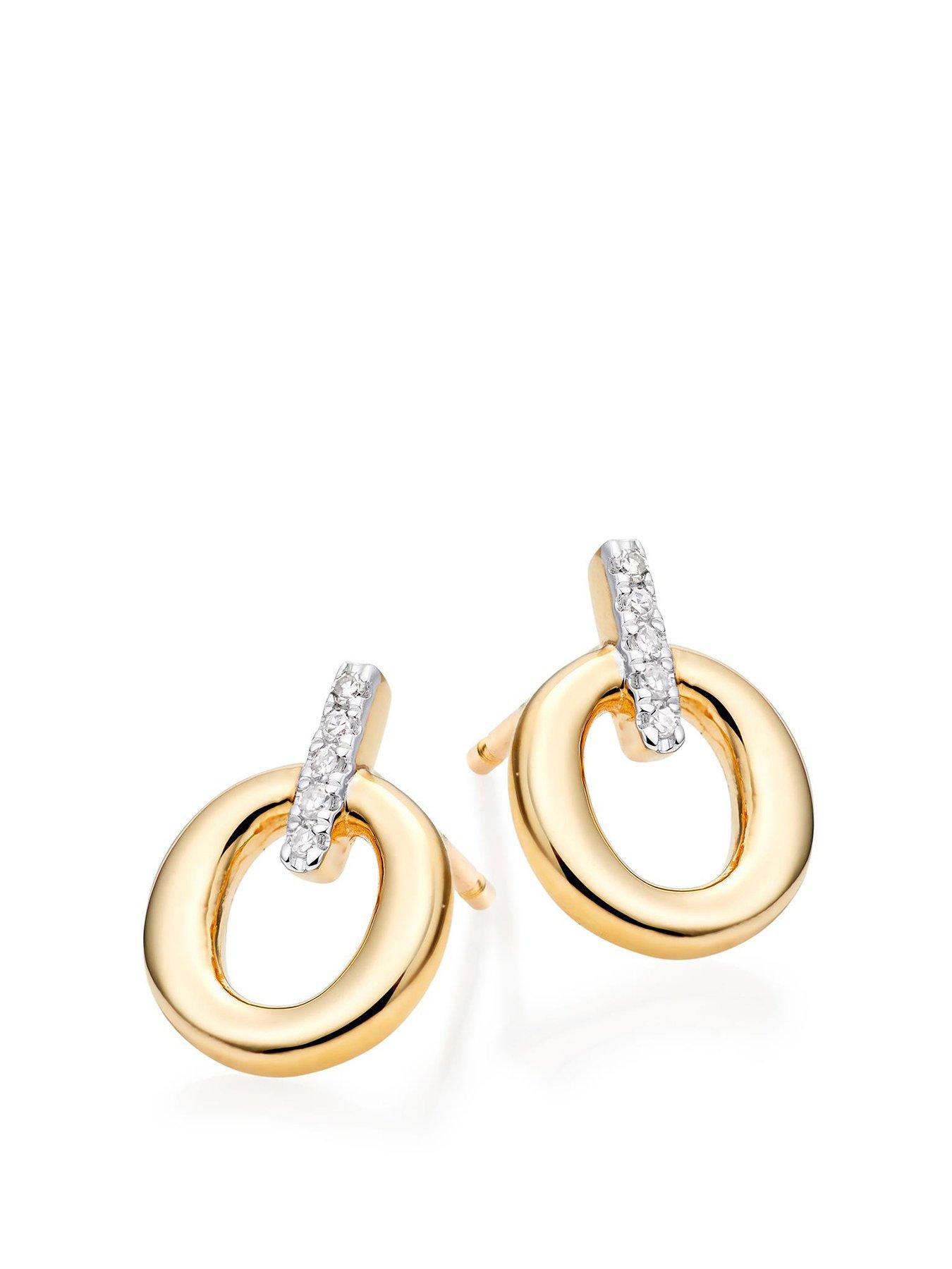 Beaverbrooks 9ct Gold Diamond Circle Stud Earrings | littlewoods.com
