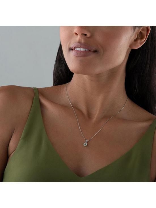 stillFront image of beaverbrooks-9ct-white-gold-diamond-emerald-birthstone-pendant