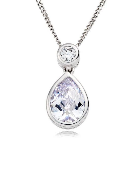 front image of beaverbrooks-9ct-white-gold-cubic-zirconia-pear-shaped-pendant