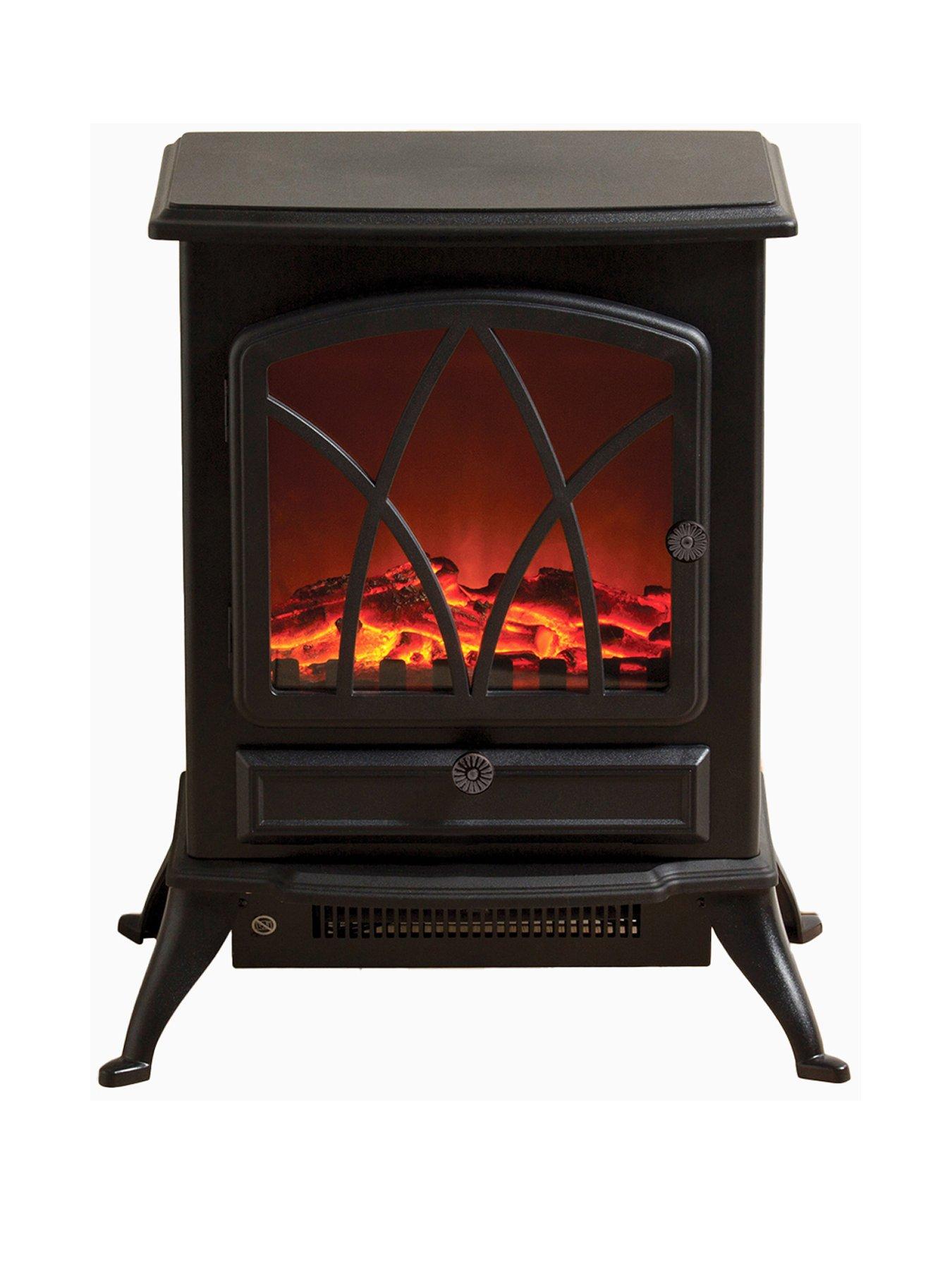 Daewoo 2000W Flame Effect Electric Stove Heater Black