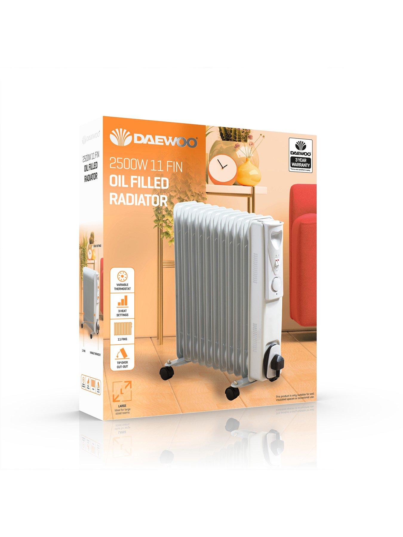 Daewoo 2500W 11-Fin Oil-Filled Radiator | littlewoods.com