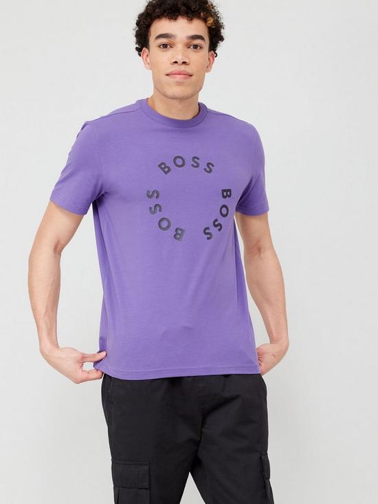 front image of boss-tee-4-regular-fit-t-shirt-dark-purple