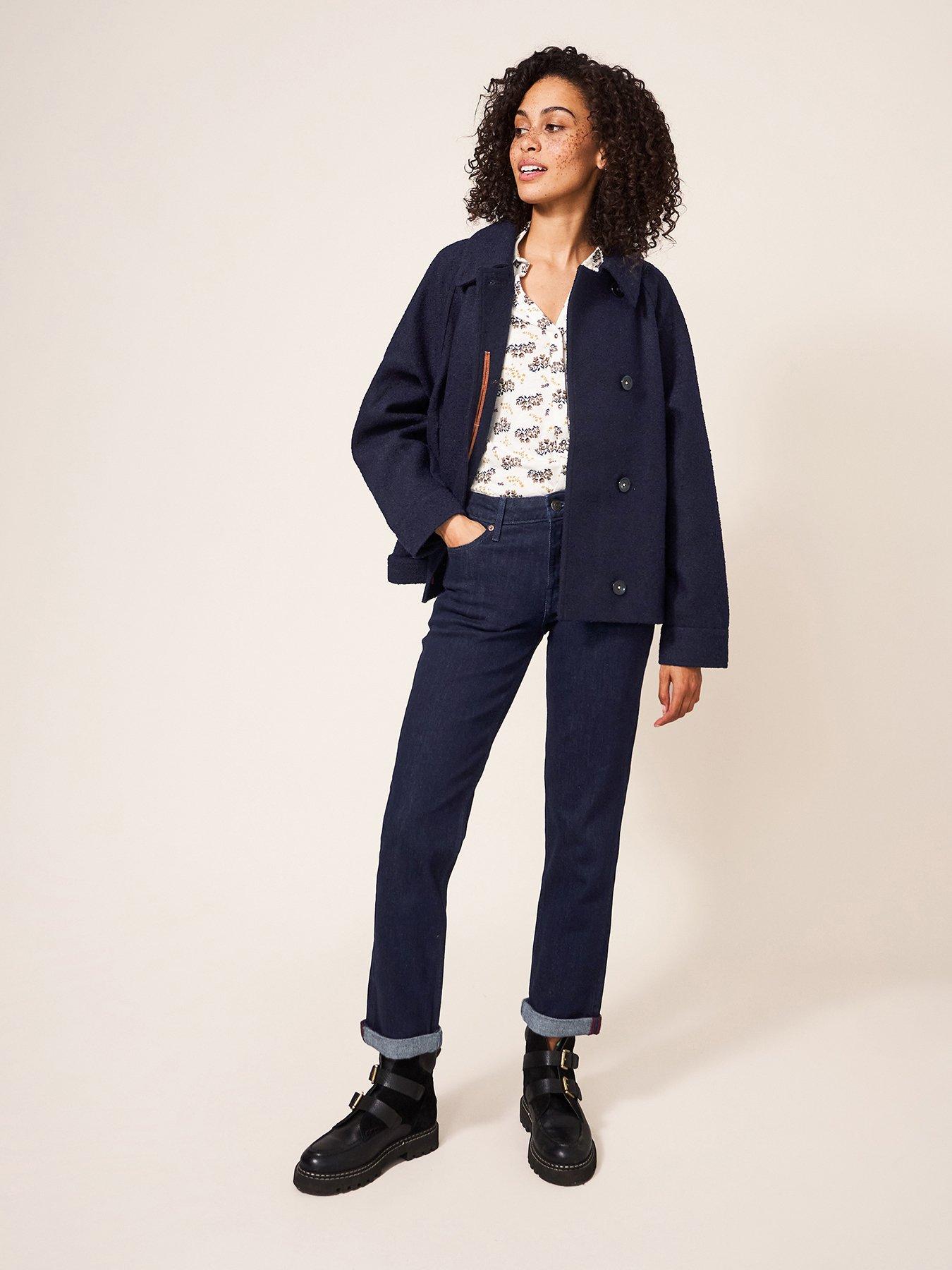 White Stuff Clara Peacoat - Navy - Size 16 - Women