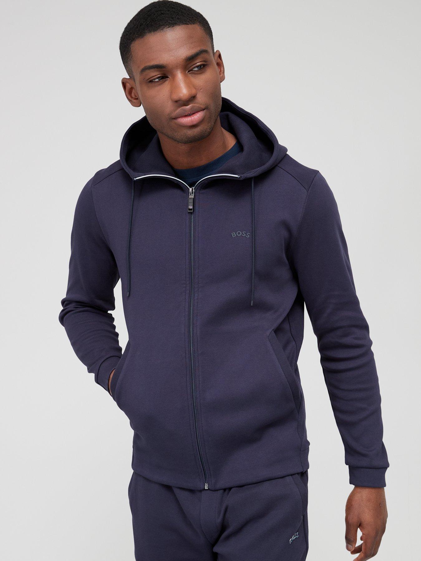 BOSS Saggy Curved Overhead Hoodie Dark Blue littlewoods