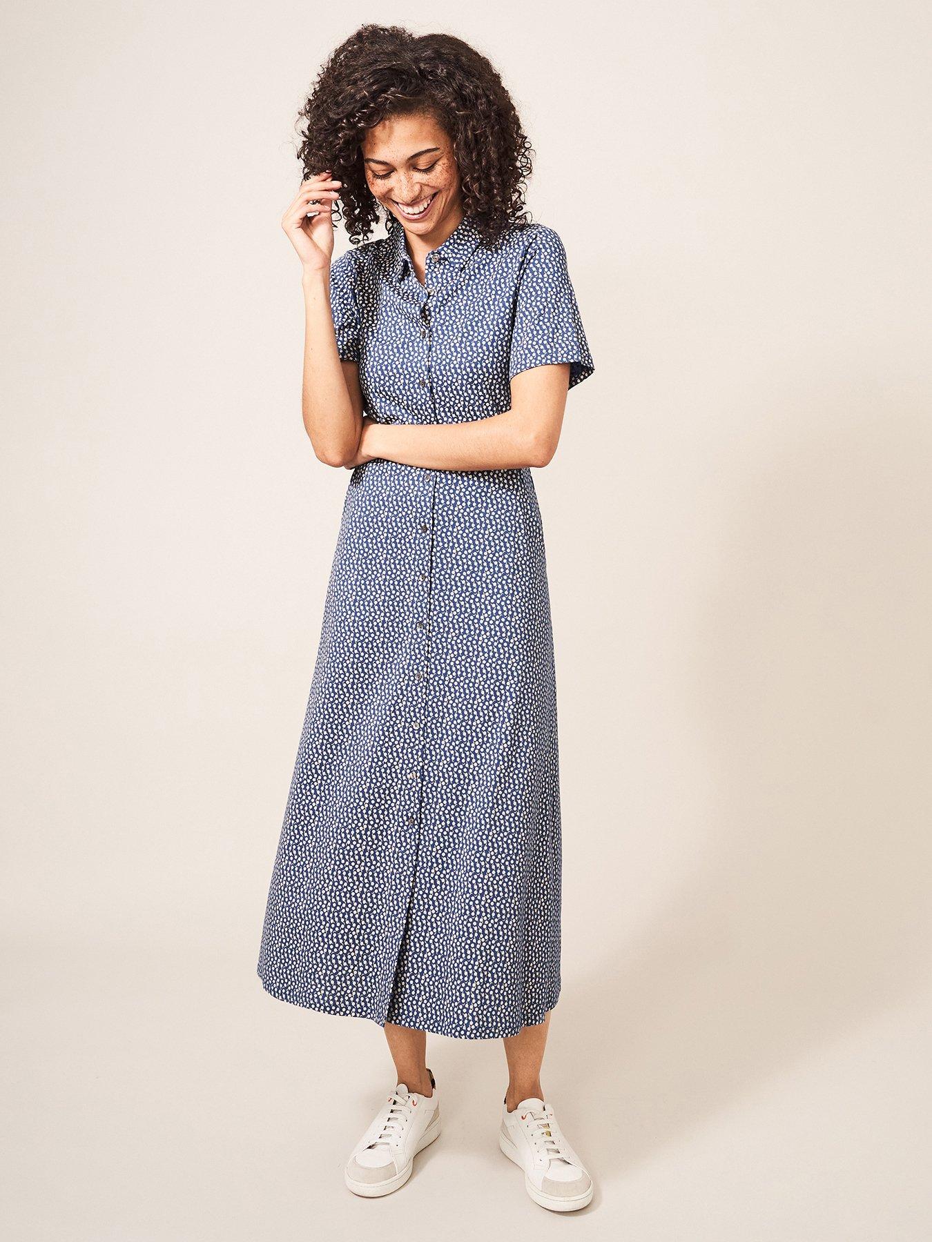 White Stuff Rua Jersey Shirt Dress navy