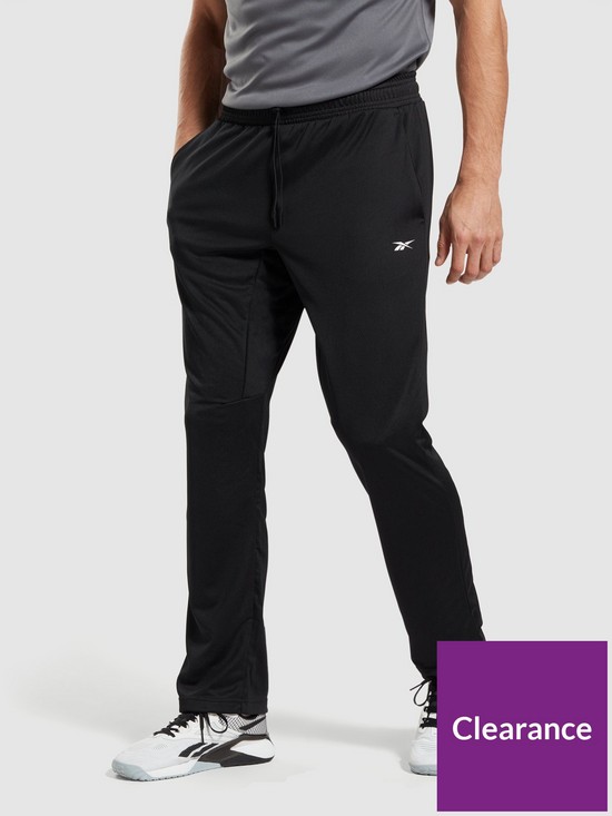 front image of reebok-workout-ready-open-hem-pant-black