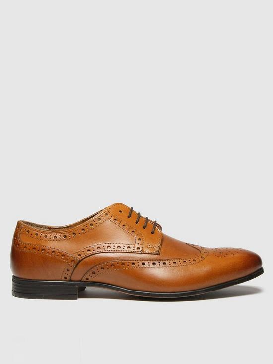 front image of schuh-rowan-leather-perforated-brogues-brown