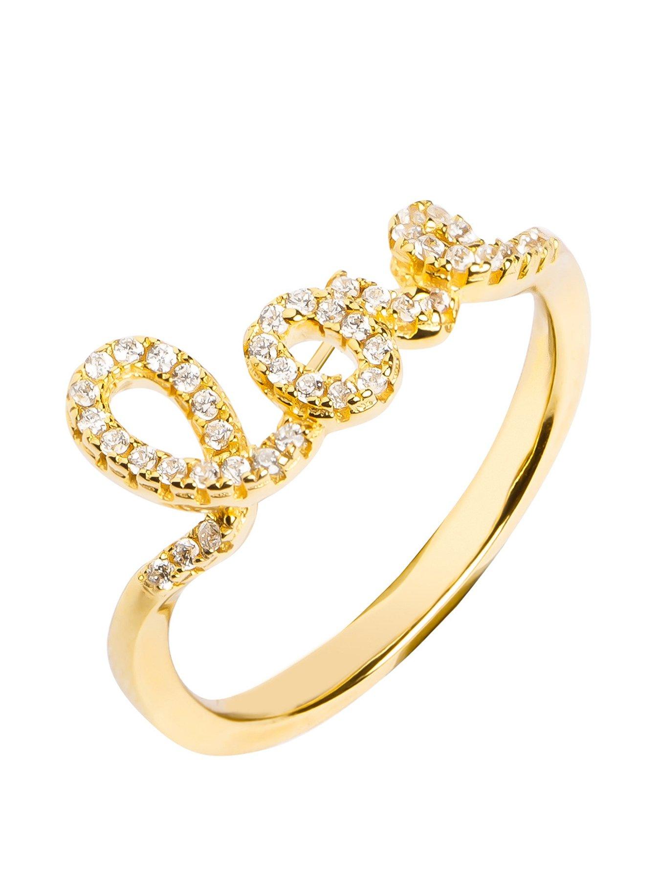 undefined 18ct Gold Plated Sterling Silver Love Cubic Zirconia ring