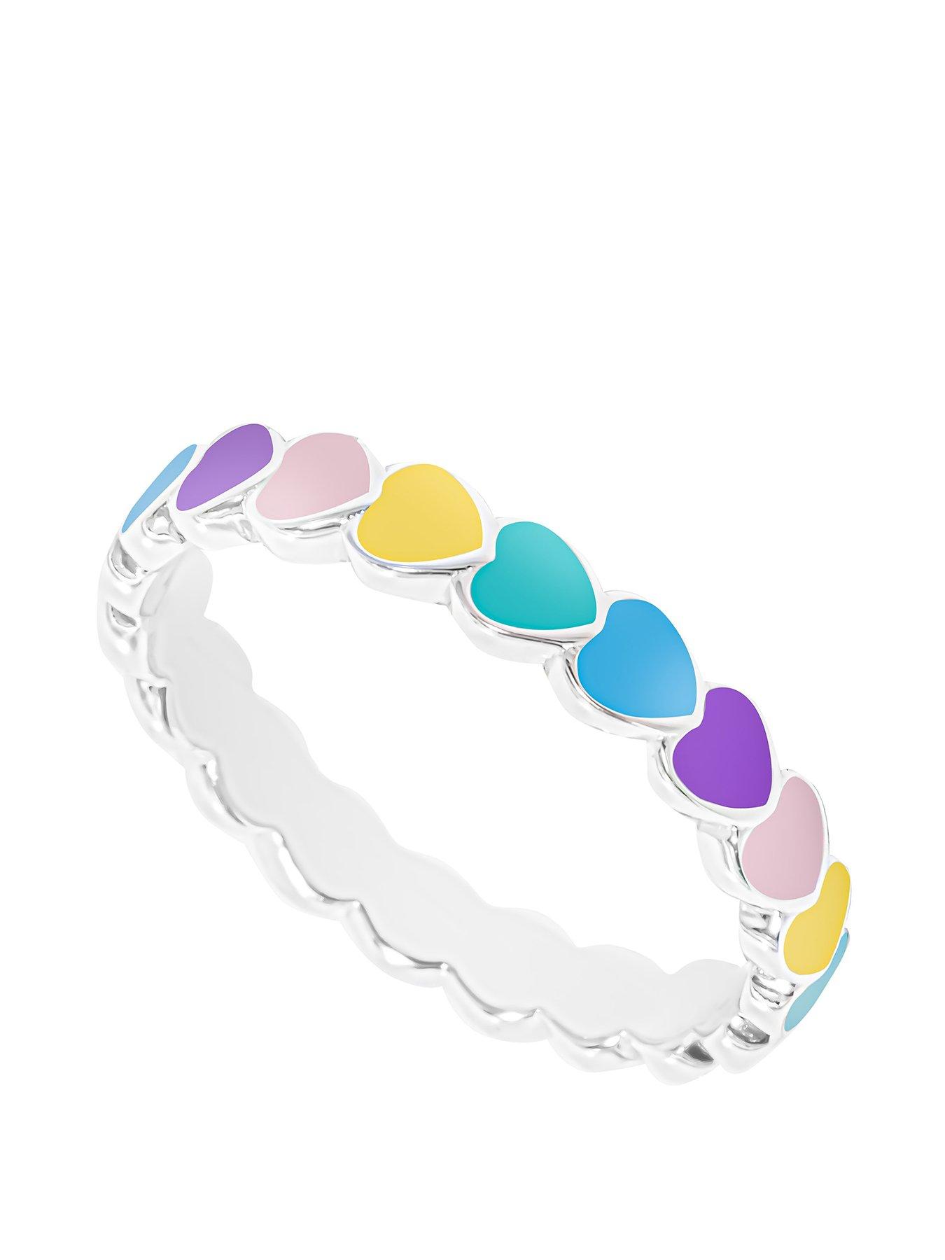 the-love-collection-sterling-silver-multi-coloured-heart-enamel-ring