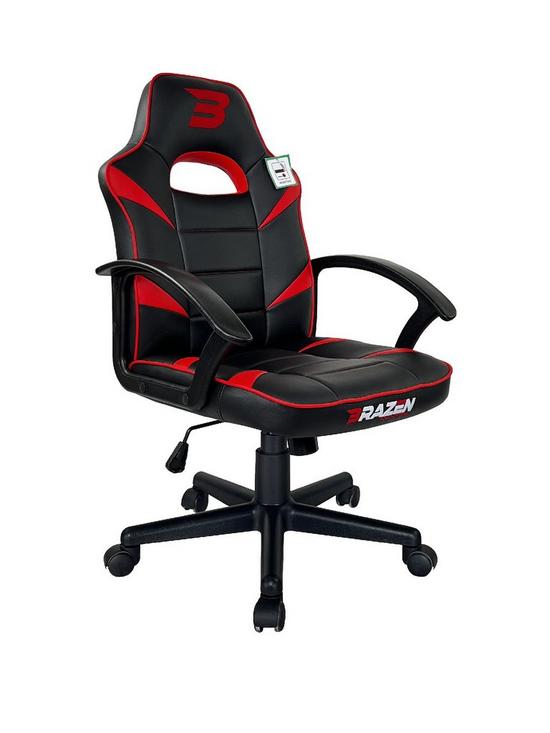 front image of brazen-valor-mid-back-pc-gaming-chair-red