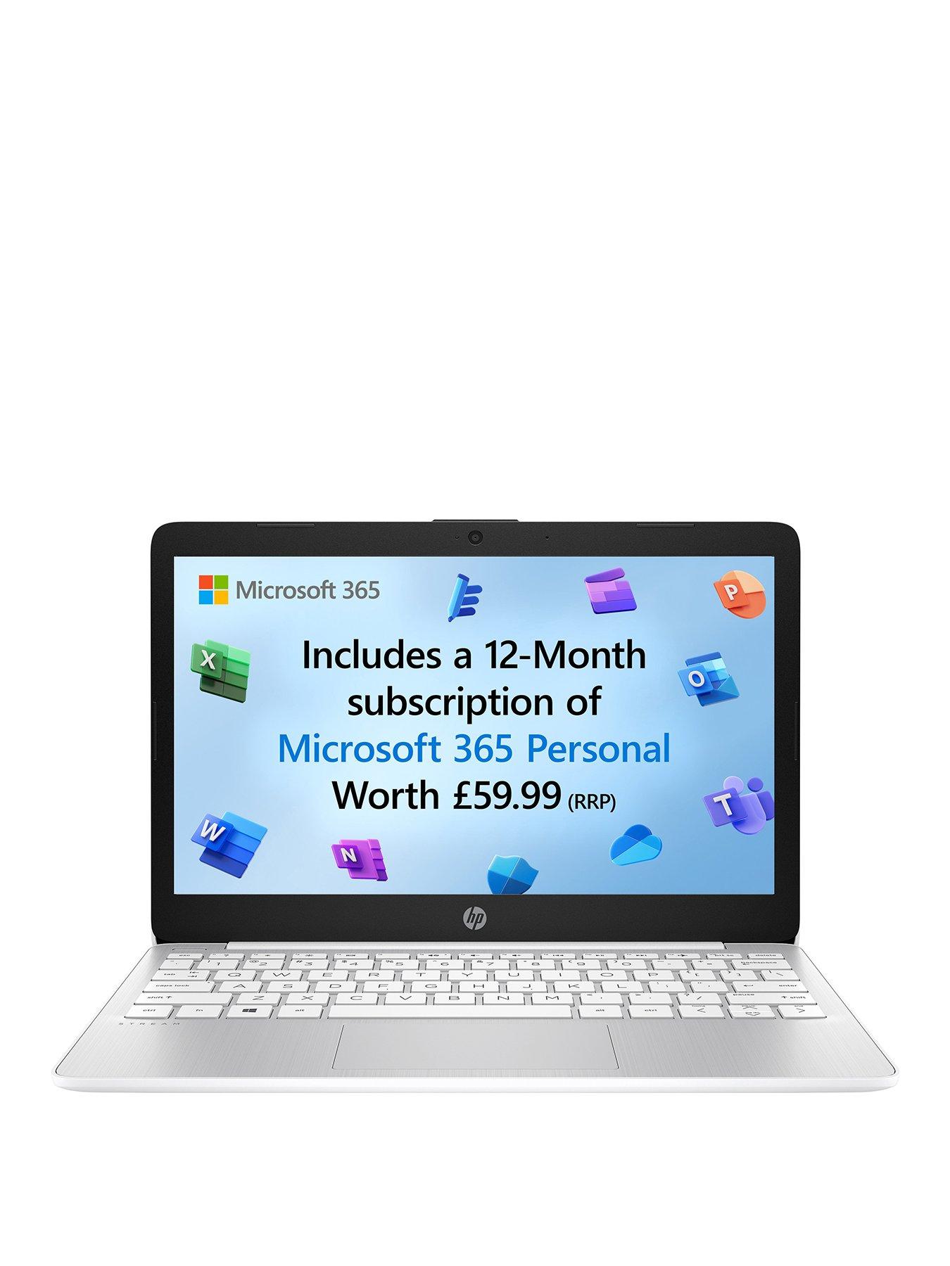 undefined Stream 11-ak0027na 11-inch Laptop - Intel Celeron N4120, 4GB RAM, 64GB SSD, Microsoft 365 Personal (12 Months) Included, with Optional Norton 360 - White