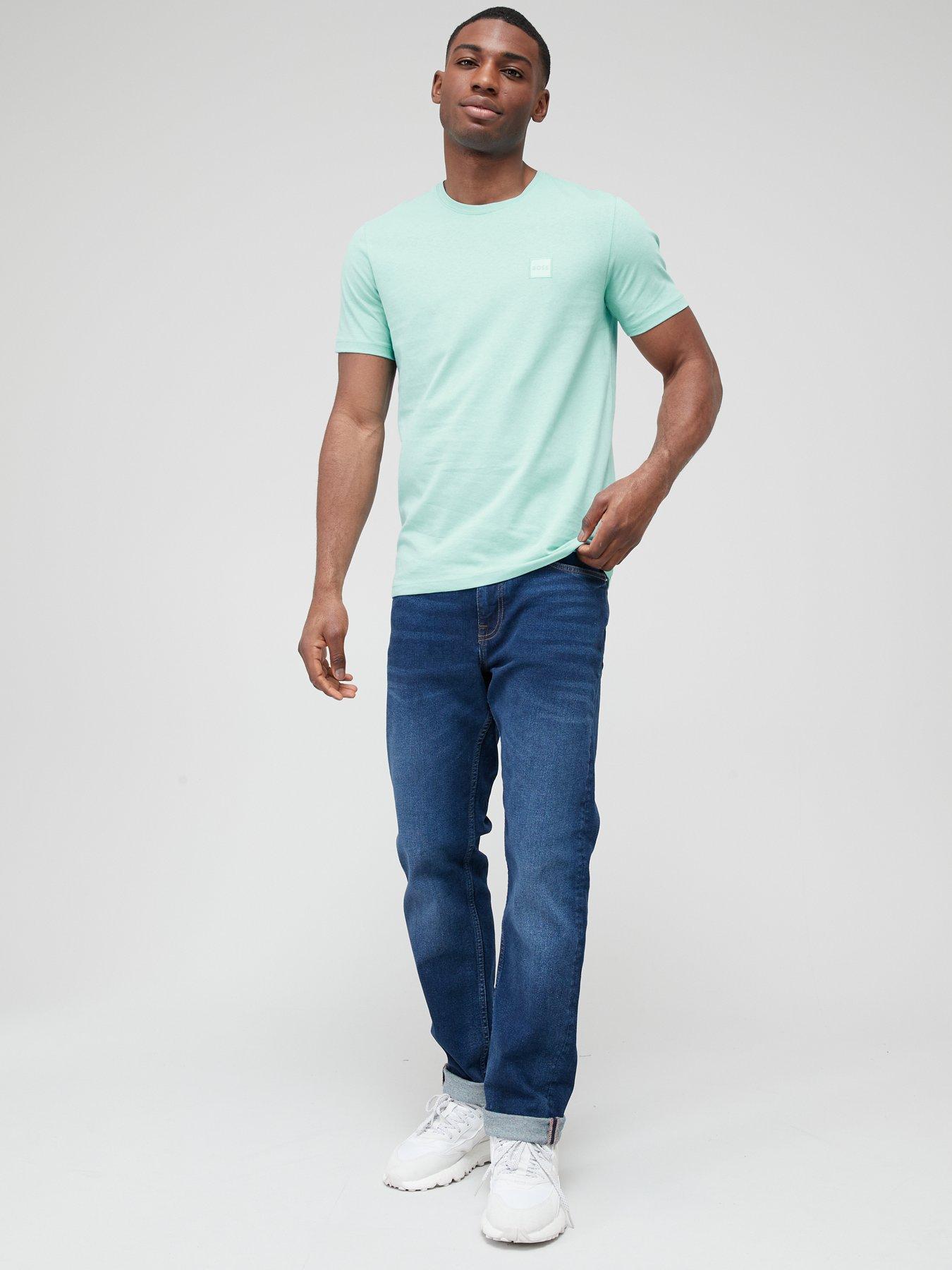  image of boss-tales-relaxed-fit-t-shirt-open-blue