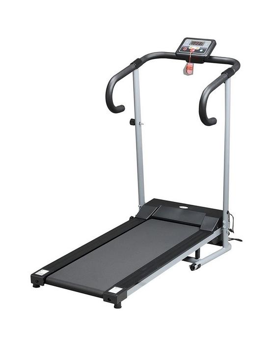 front image of homcom-electric-folding-treadmill-home-running-machine-500w-28kg-blackgrey