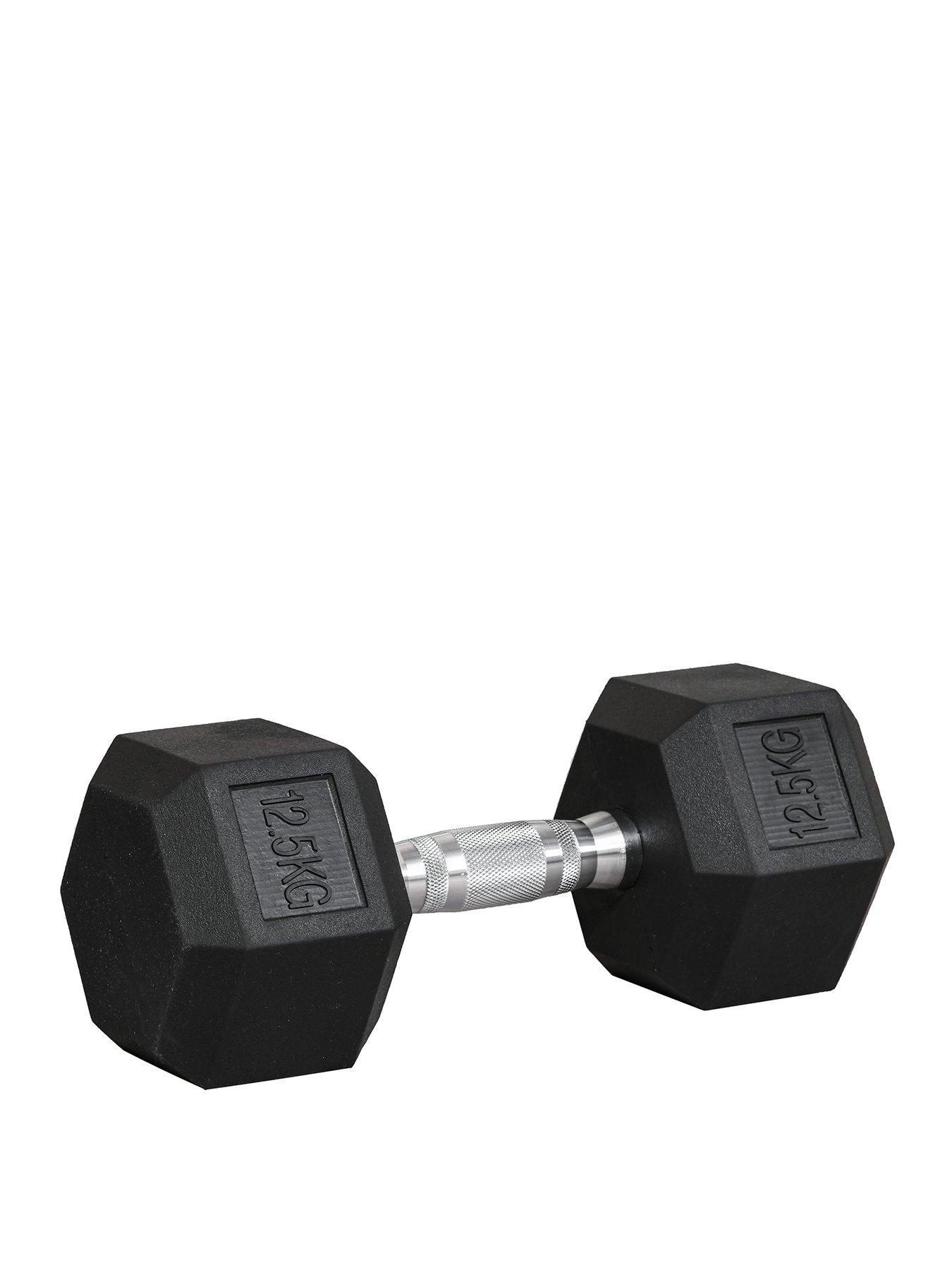 homcom-125kg-single-rubber-hex-dumbbell