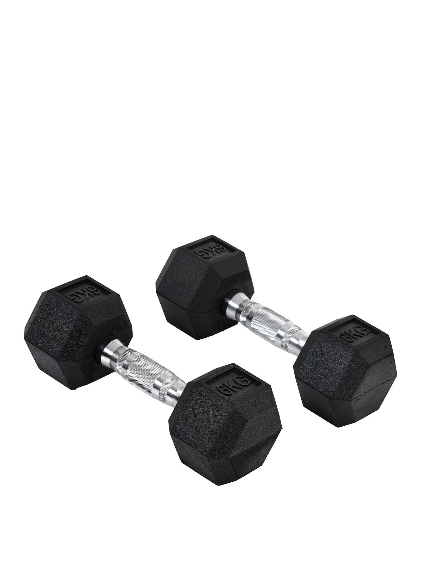 undefined 2 x 6kg Hex Rubber Dumbbells Set