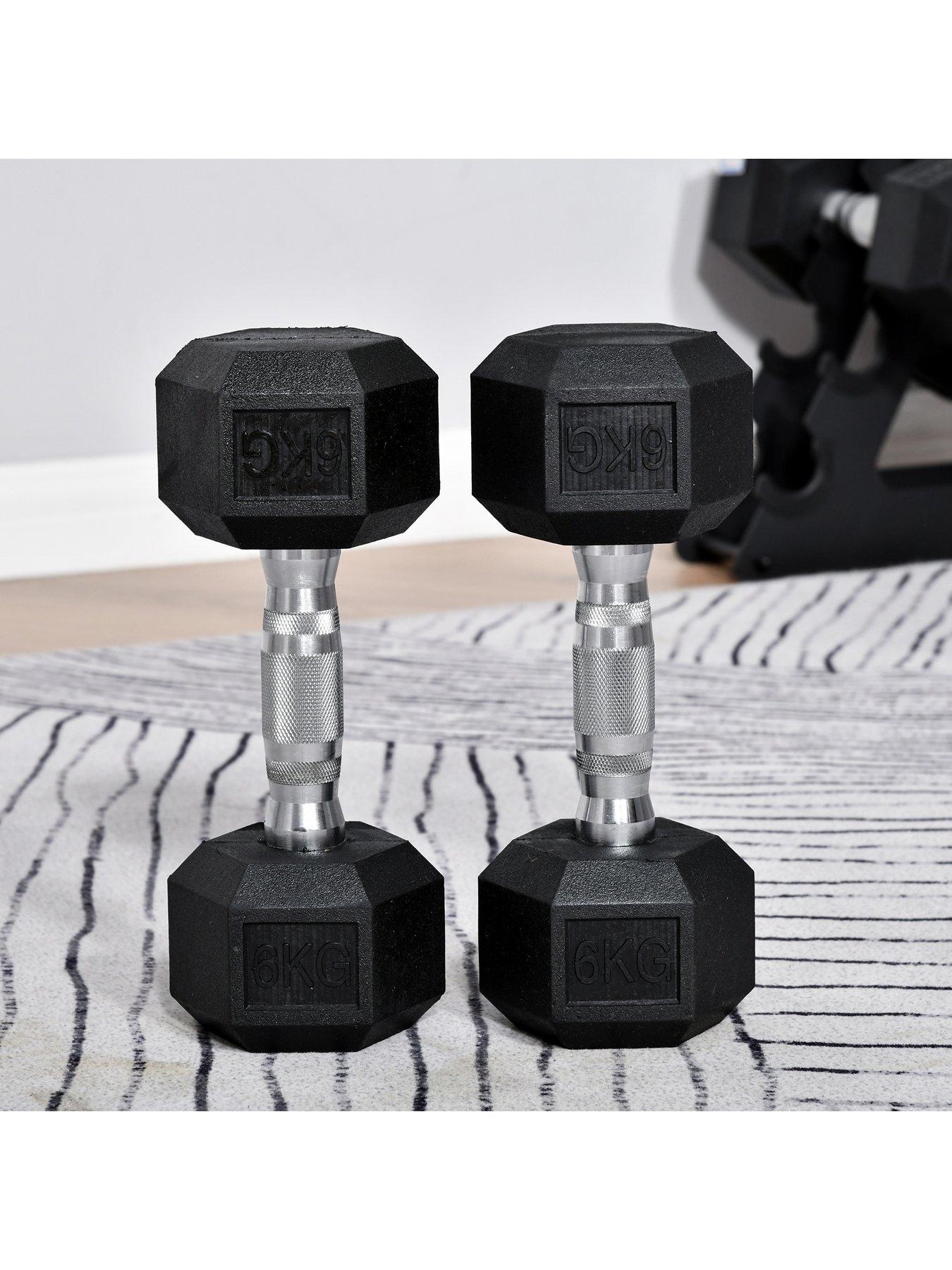  image of homcom-2-xnbsp6kg-hexnbsprubber-dumbbells-set