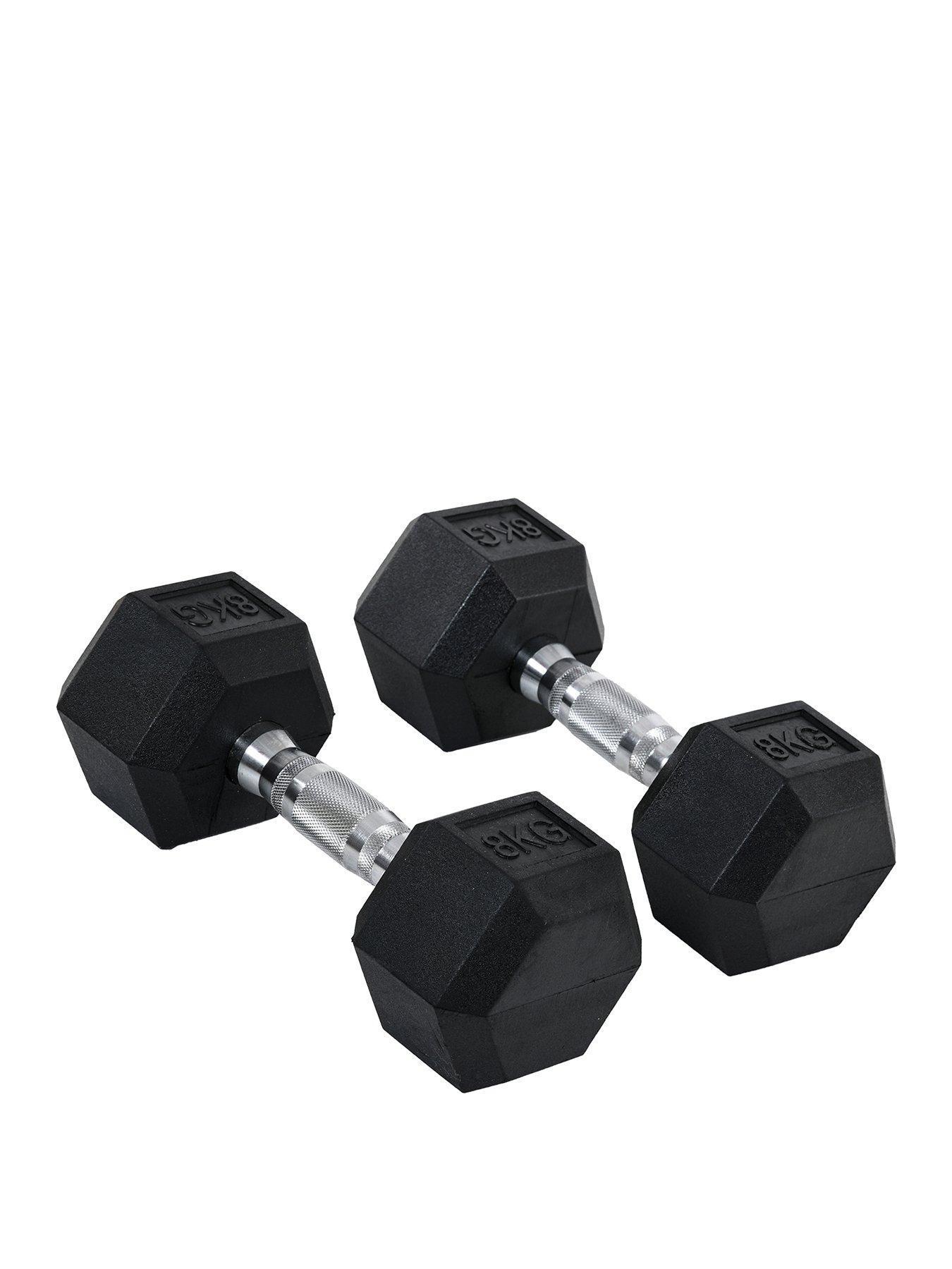 undefined 2 x 8kg Hex Rubber Dumbbell Weights Set