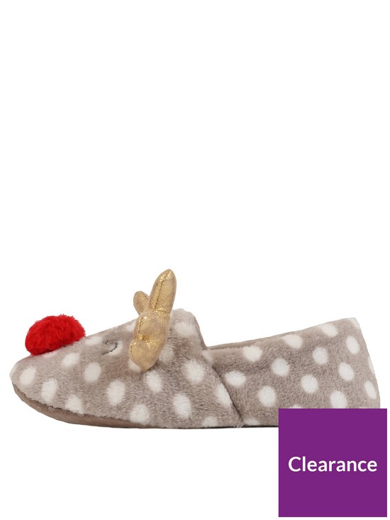 front image of loungeable-reindeer-slipper-brown