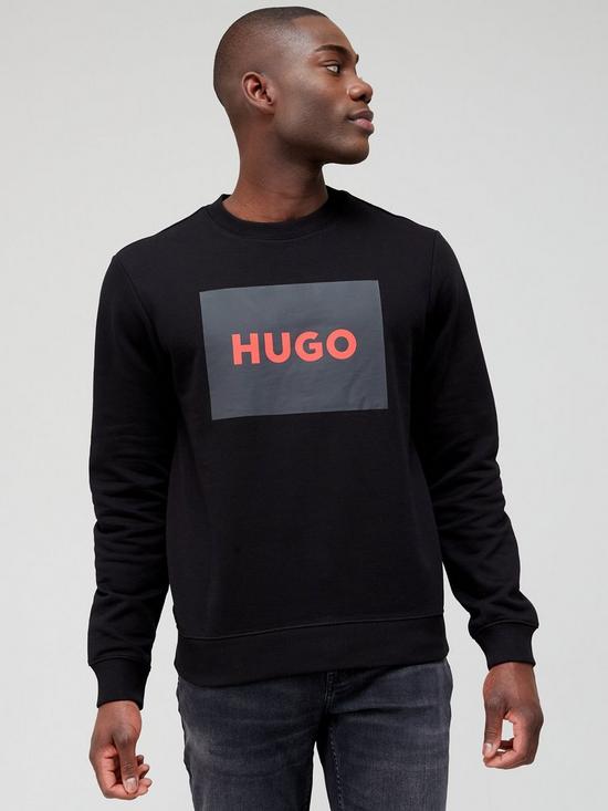 front image of hugo-duragol222-large-logo-sweatshirt-black