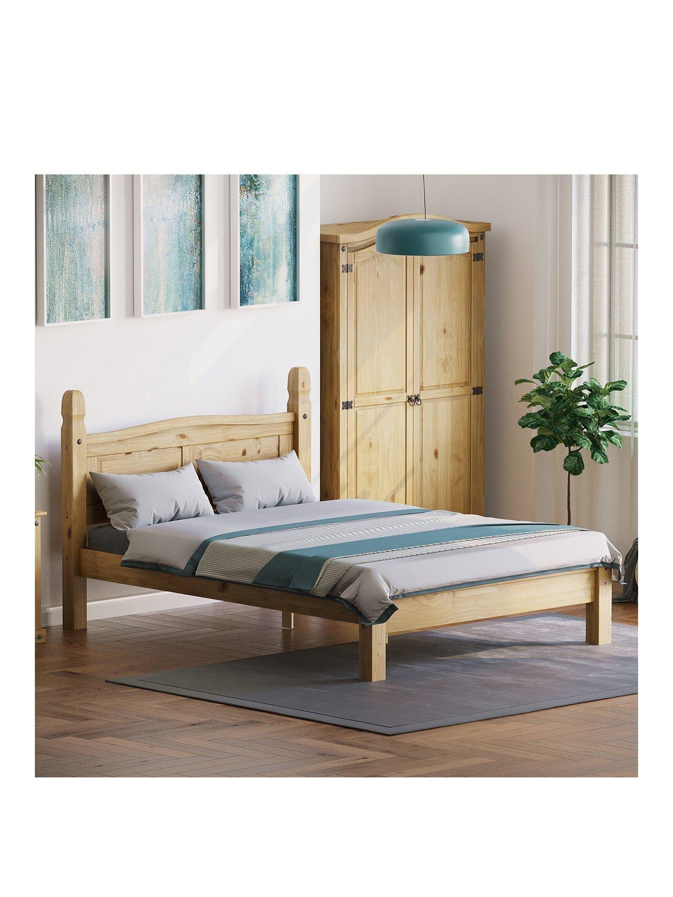 front image of vida-designs-corona-solid-pine-bed-frame-low-foot-end
