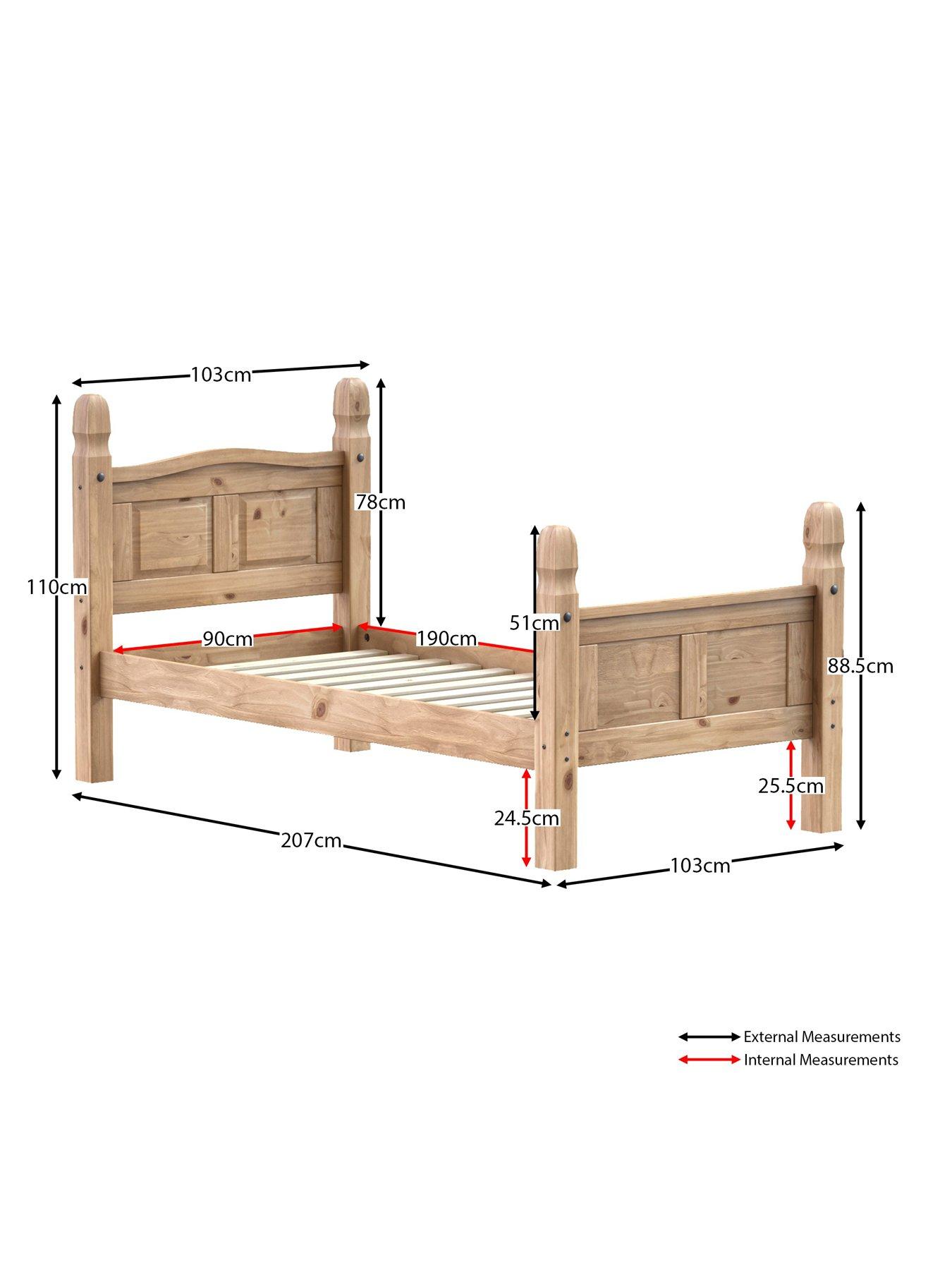 Image 6 of 6 of Vida Designs Corona Solid Pine&nbsp;Bed Frame&nbsp;-&nbsp;High Foot End