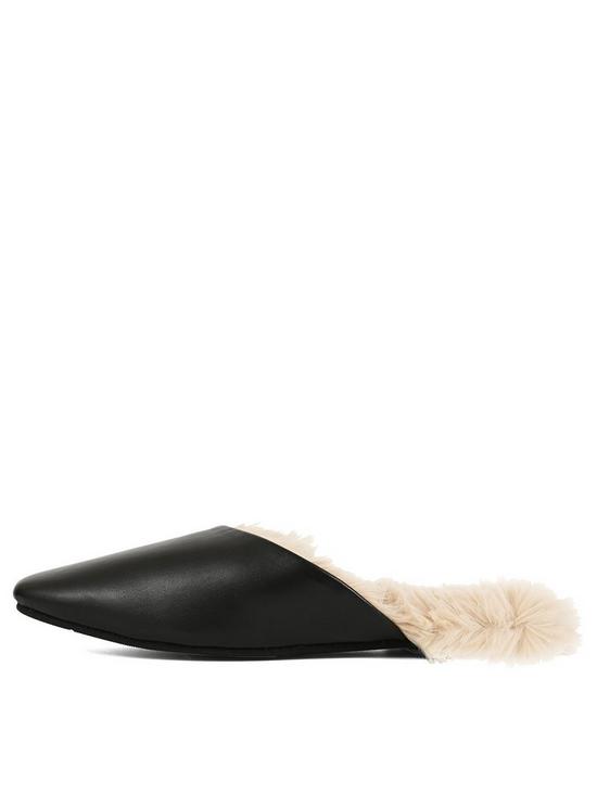front image of loungeable-square-toe-slim-mule-slipper-black