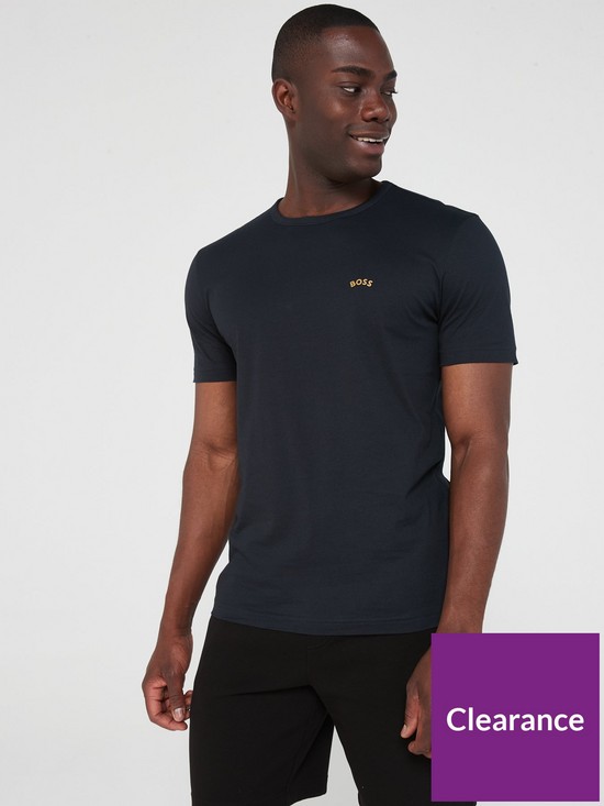 front image of boss-tee-curved-t-shirt-dark-bluenbsp