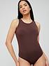  image of v-by-very-racer-bodysuit-brown