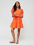  image of v-by-very-tiered-woven-mix-mini-dress-orange