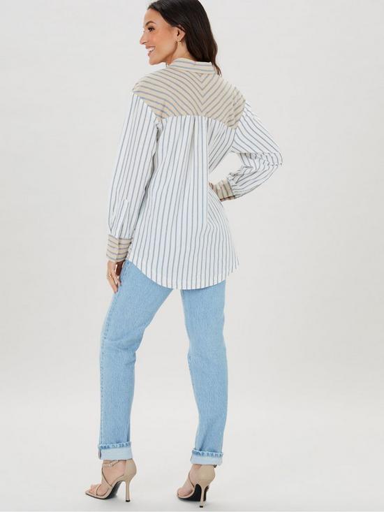 stillFront image of michelle-keegan-mixed-stripe-oversized-shirt-multinbsp