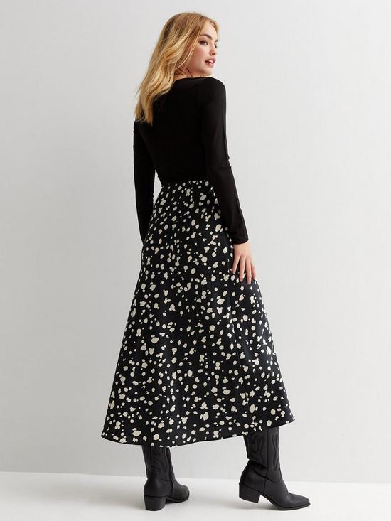 stillFront image of new-look-black-mark-making-satin-high-waist-midi-skirt