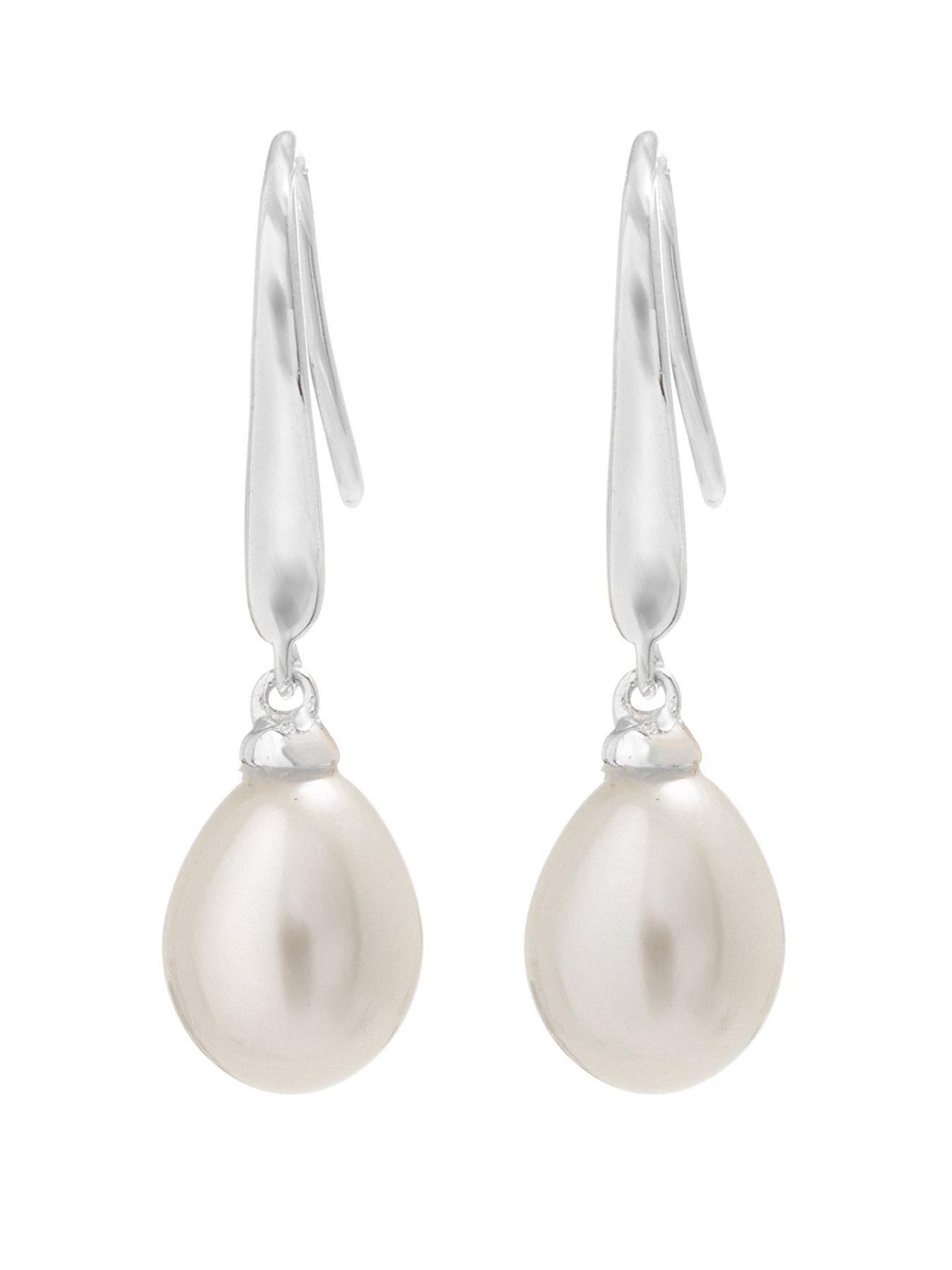 simply-silver-sterling-silver-925-freshwater-pearl-cubic-zirconia-sleek-drop-earrings