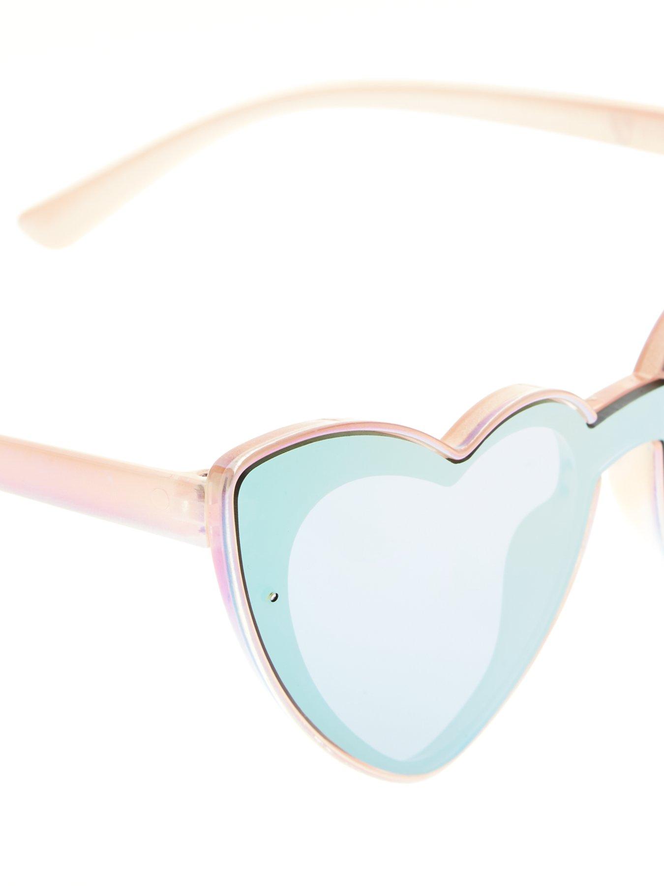  image of v-by-very-girls-mini-menbspmirrored-lens-rainbow-heart-sunglasses