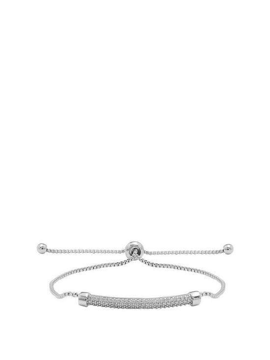 front image of jon-richard-rhodium-plated-pave-bar-toggle-bracelet