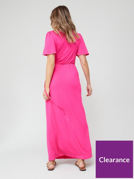 stillFront image of everyday-ruffle-sleeve-maxi-dress-pink