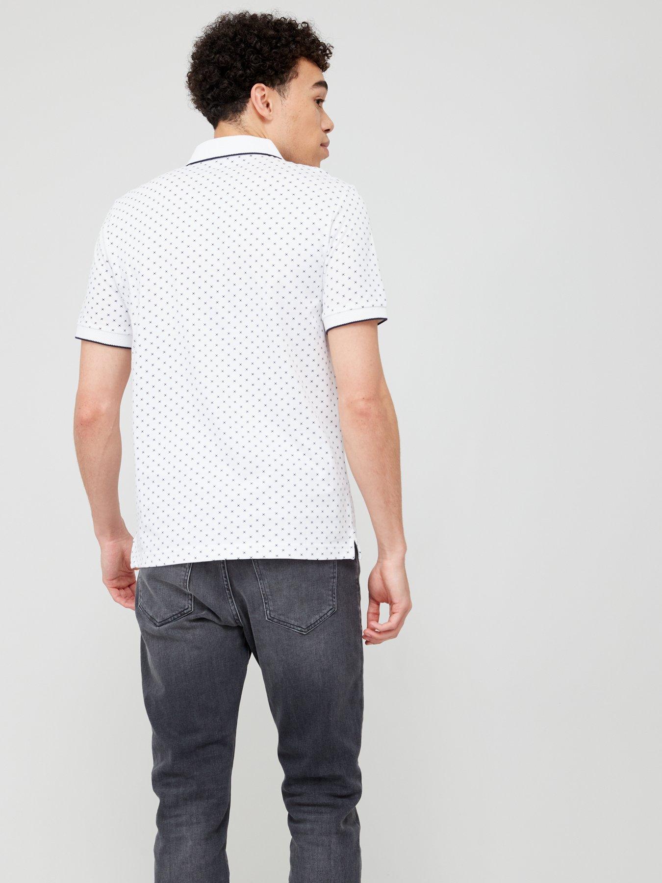 stillFront image of very-man-geo-printed-polo-shirt-white