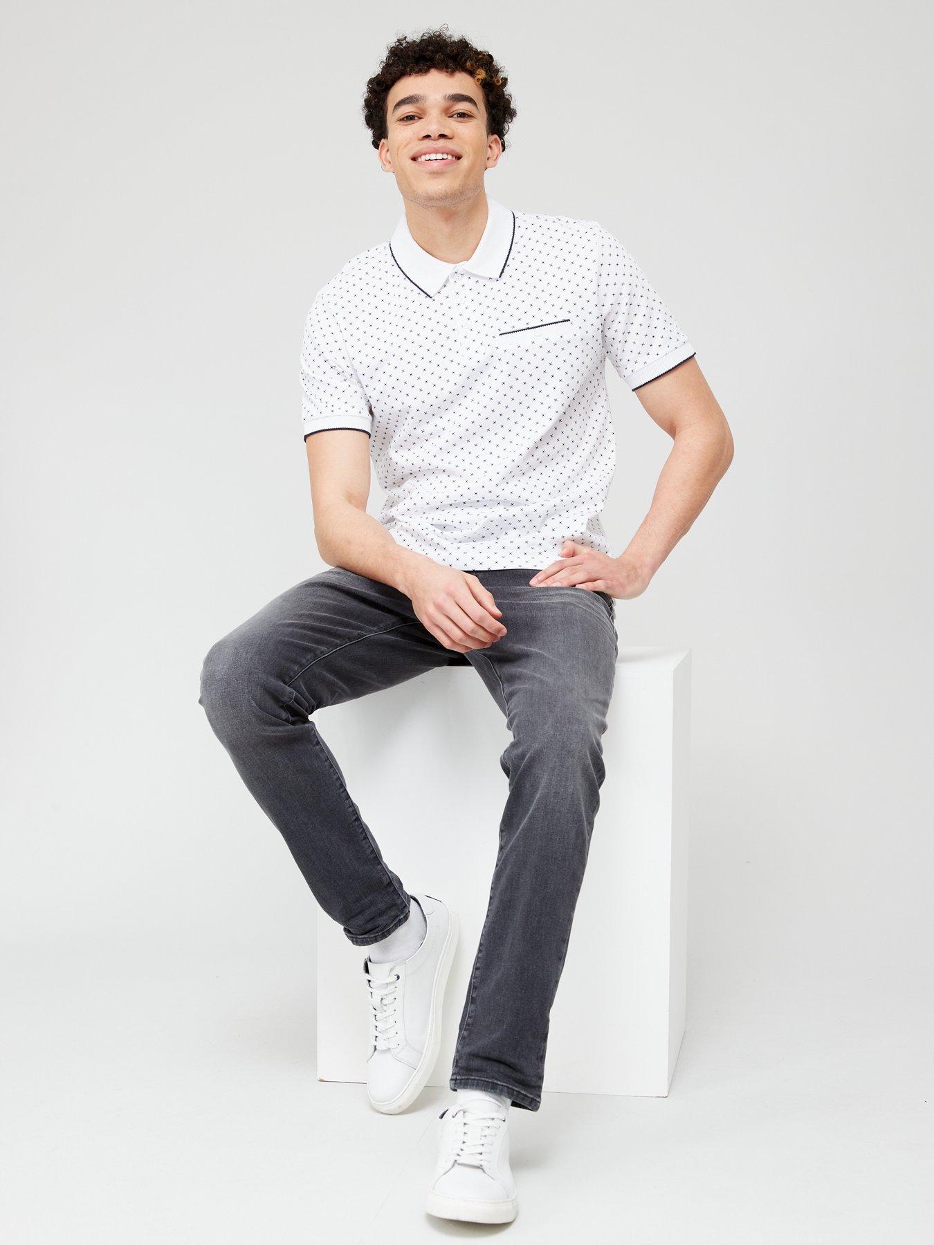  image of very-man-geo-printed-polo-shirt-white