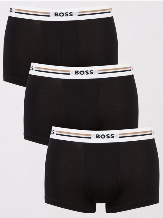 front image of boss-bodywear-3-pack-bold-trunks-black