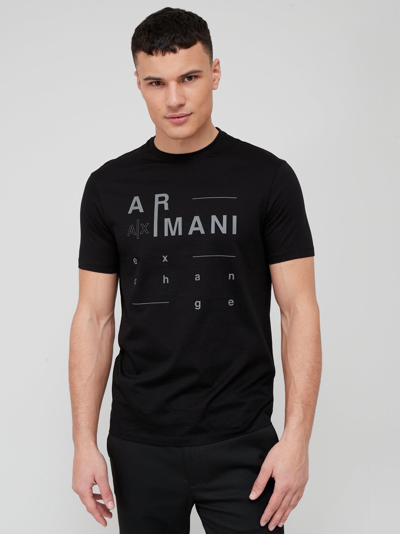 Armani Exchange text logo print T-shirt in black