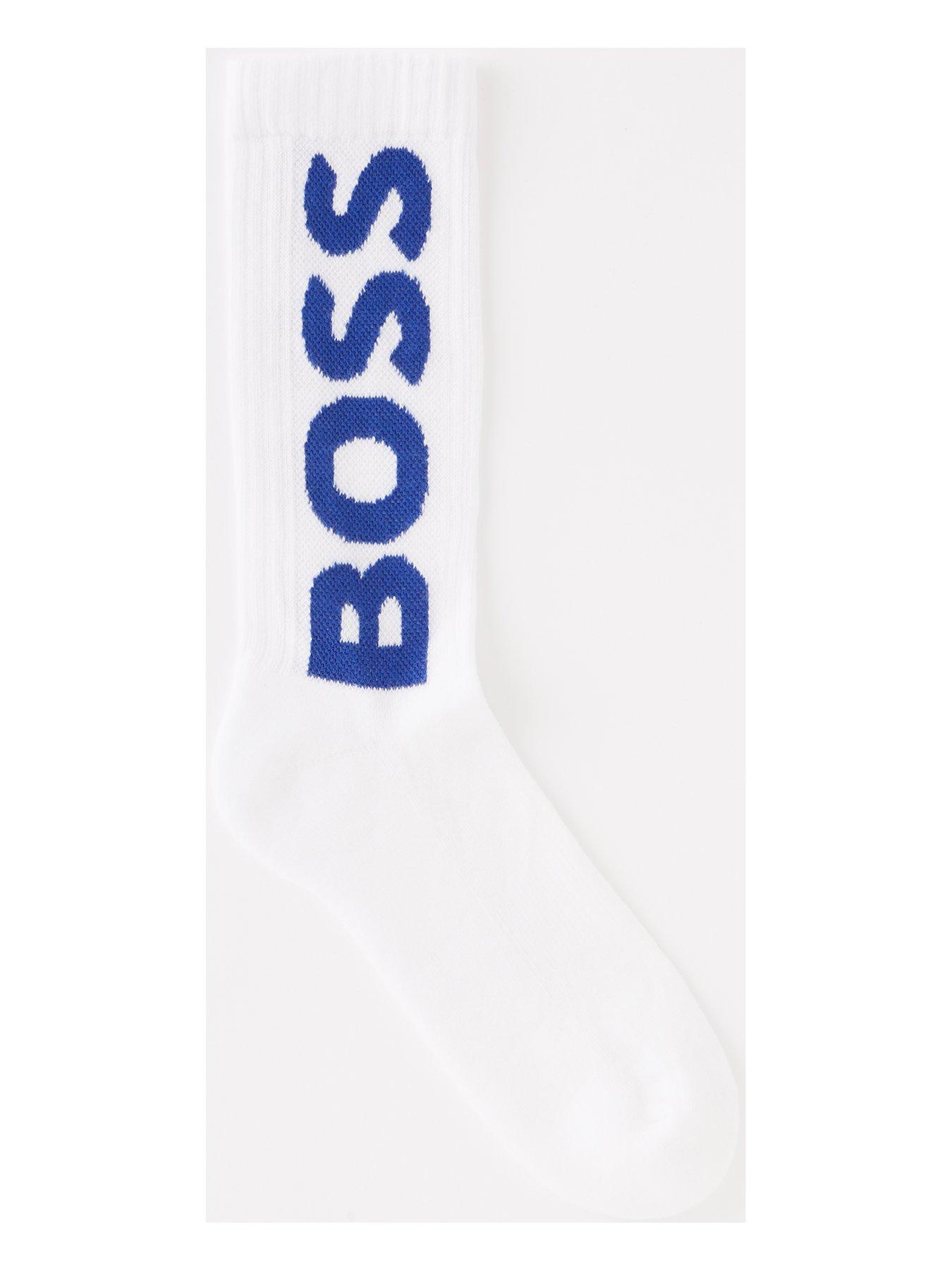  image of boss-bodywear-ribbed-logo-sock-white