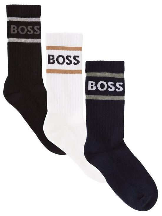 front image of boss-bodywear-3-pack-ribbed-stripe-socks-multi